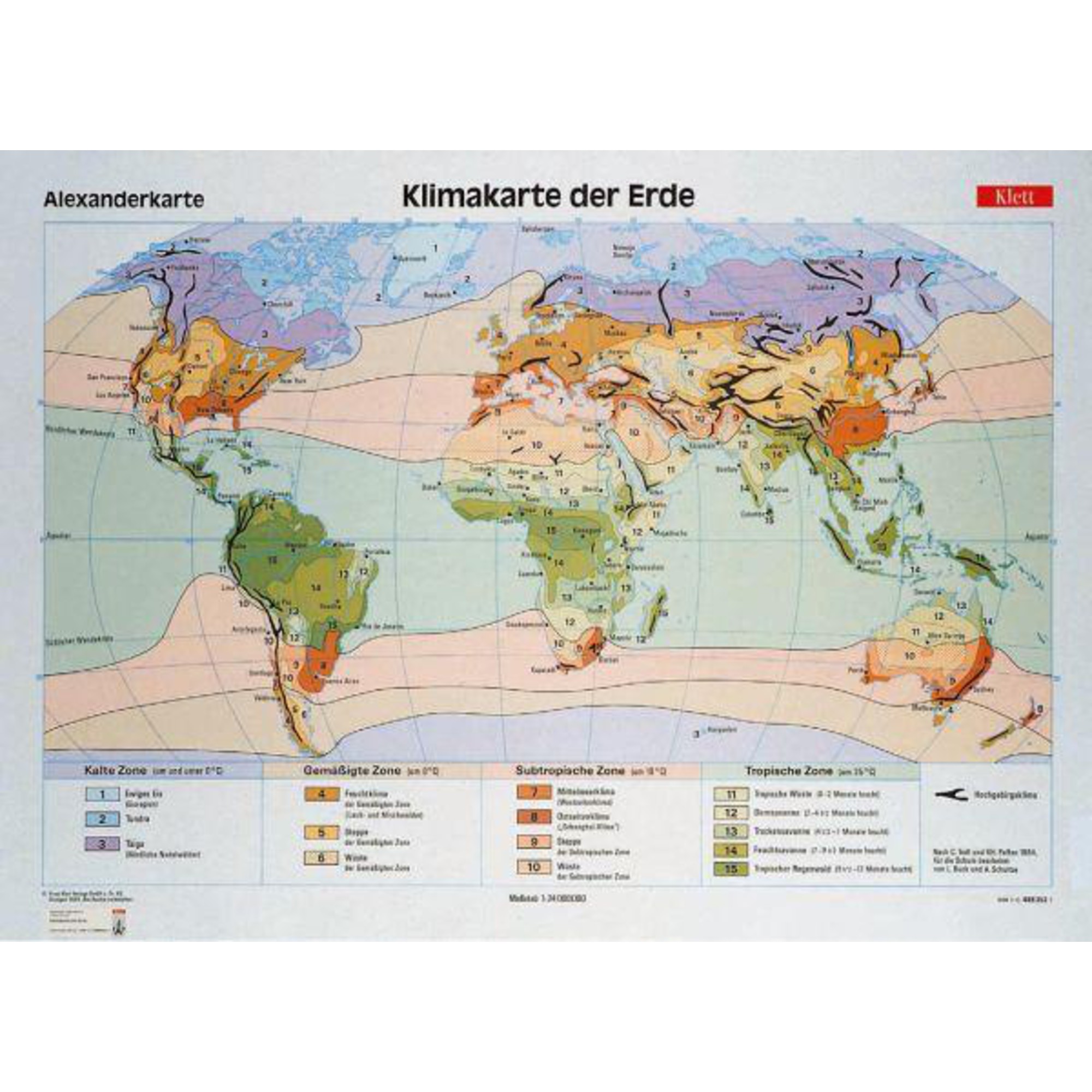 Klett Perthes Verlag Landkarte Klimakarte Der Erde Stumm Seitig