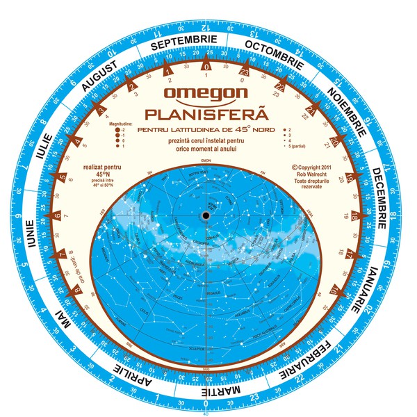 Omegon Carta de estrelas planisfera 25cm / 45°