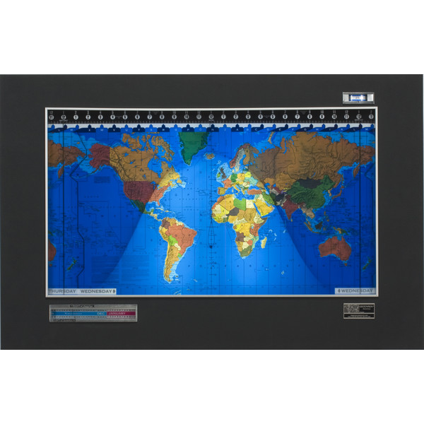 Geochron Kilburg original em plástico Couro de Cabra Preta e bordas prateadas