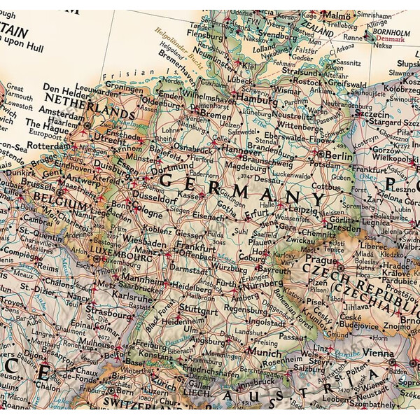 National Geographic mapa estilo antigo da Europa em 3 partes