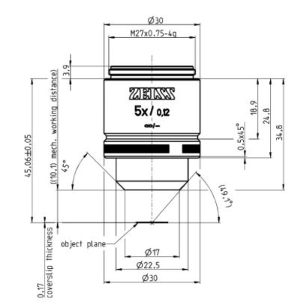 ZEISS objetivo A-Plan 5x/0,12 M27