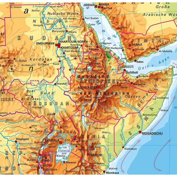 PONS mapa de continente Afrika physisch (157 x 206 cm)