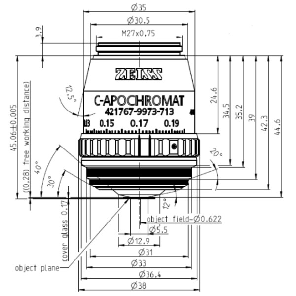 ZEISS objetivo Objektiv C-Apochromat 40x/1,2 W Korr FCS wd=0,28mm