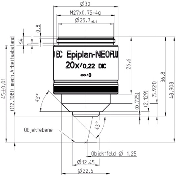 ZEISS objetivo Objektiv LD EC Epiplan-Neofluar 20x/0,22 DIC wd=12,1mm