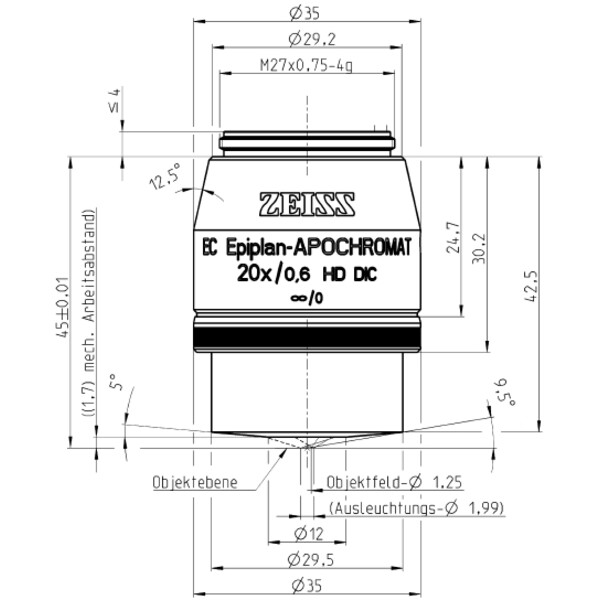 ZEISS objetivo Objektiv EC EpiPlan-Apochromat, 20x/0,6 HD DIC wd=1,7mm