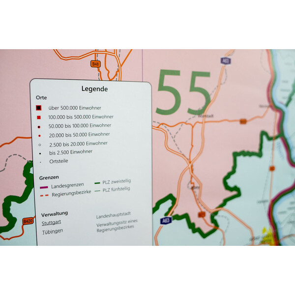 GeoMetro Mapa regional Hessen Postleitzahlen PLZ (100 x 140 cm)