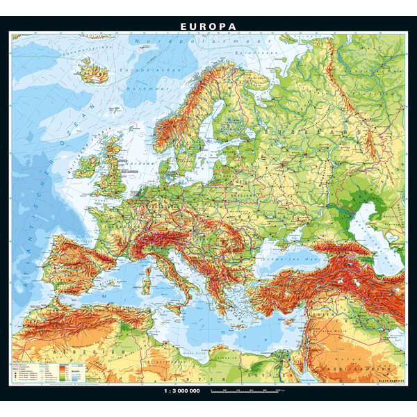 PONS mapa de continente Europa physisch (208 x 189 cm)