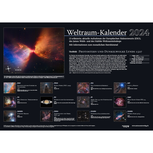 Astronomie-Verlag Calendário Weltraum-Kalender 2024