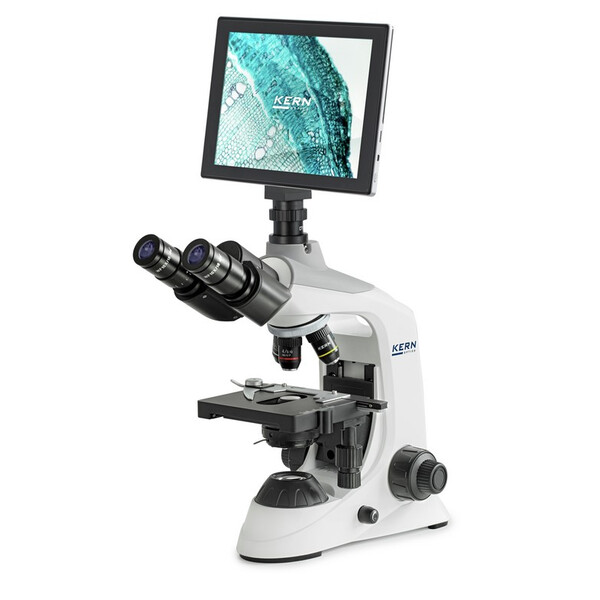 Kern Microscópio Digitalmikroskopie-Set, OBE 124T241, HF, digital, 1,25 Abbe-Kondensor, fix, USB 2.0, 40-400x, Dl, 3W LED, 5 MP, Tablet