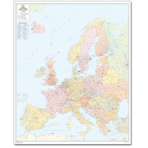 Mapa Europa códigos postais de parede