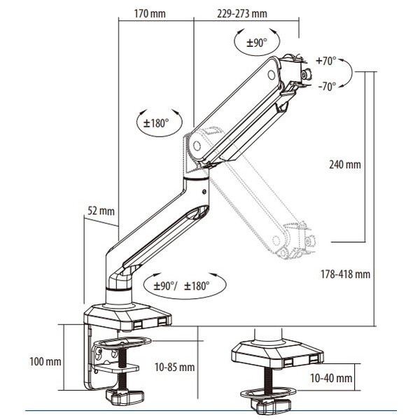 Euromex Braço articulado metálico NexiusZoom stand NZ.9047