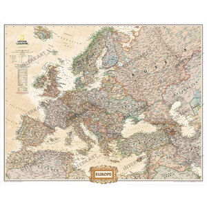 National Geographic mapa estilo antigo da Europa em 3 partes