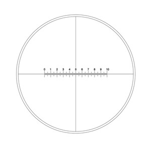 Motic Reticle with 100/10mm , crosshair, Ø19mm (RedLine100)