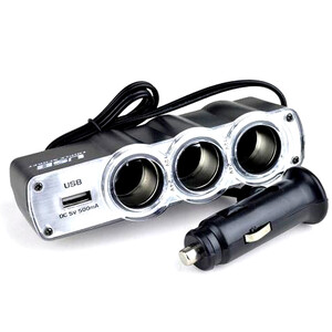 TS Optics 12 V distributor for 3 cigarette lighter plugs and 1 USB plug