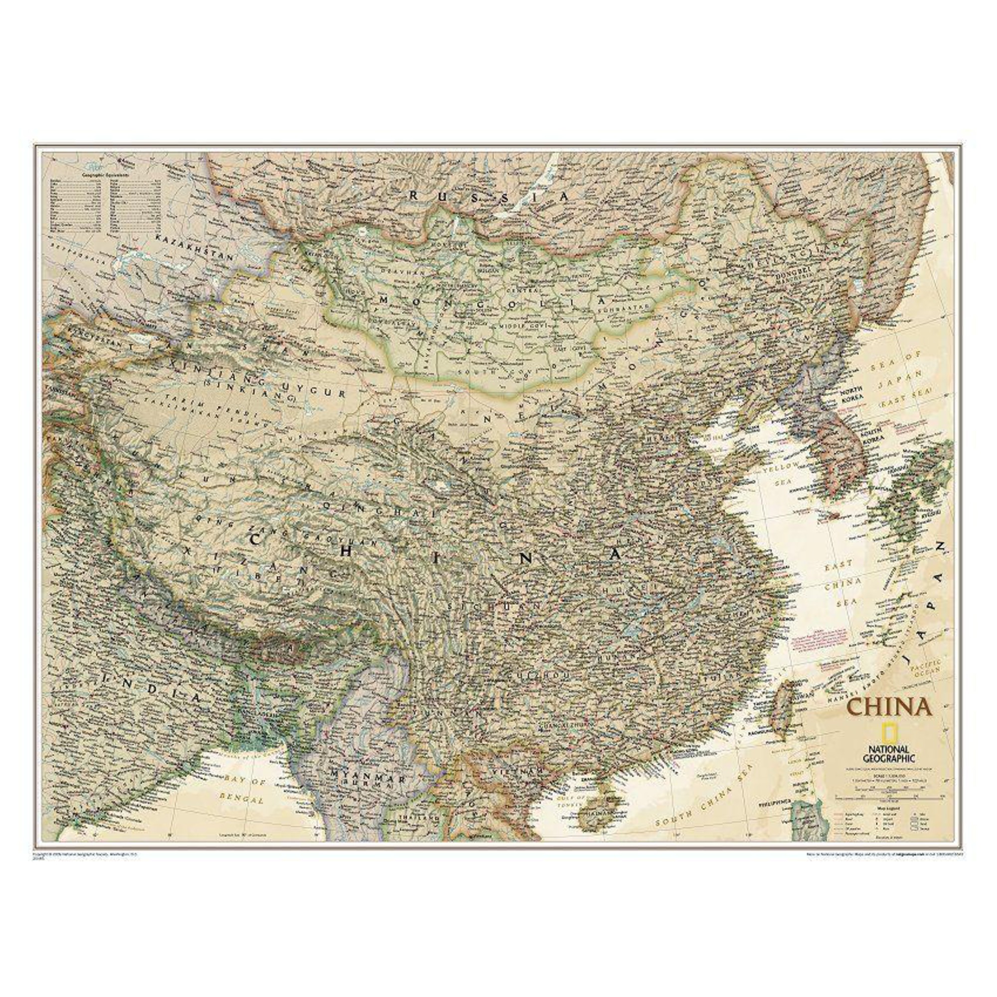 National Geographic Mapa Estilo Antigo China 8934