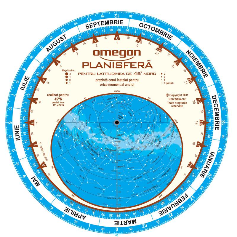 Omegon Carta de estrelas planisfera 25cm / 45°