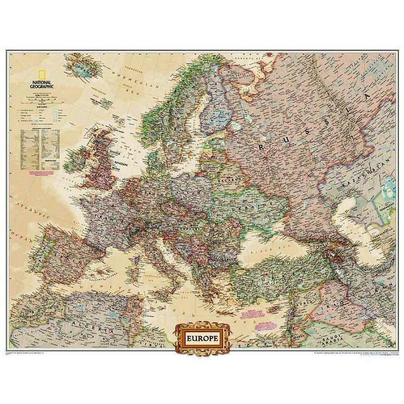 National Geographic mapa de continente Europe (76 x 61 cm)