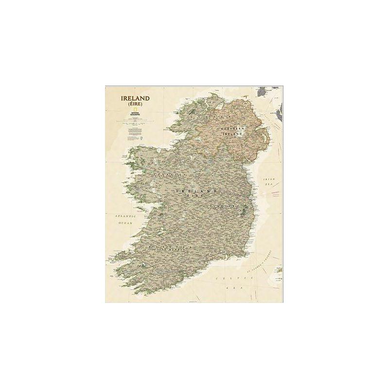 National Geographic Mapa estilo antigo da Irlanda, laminada