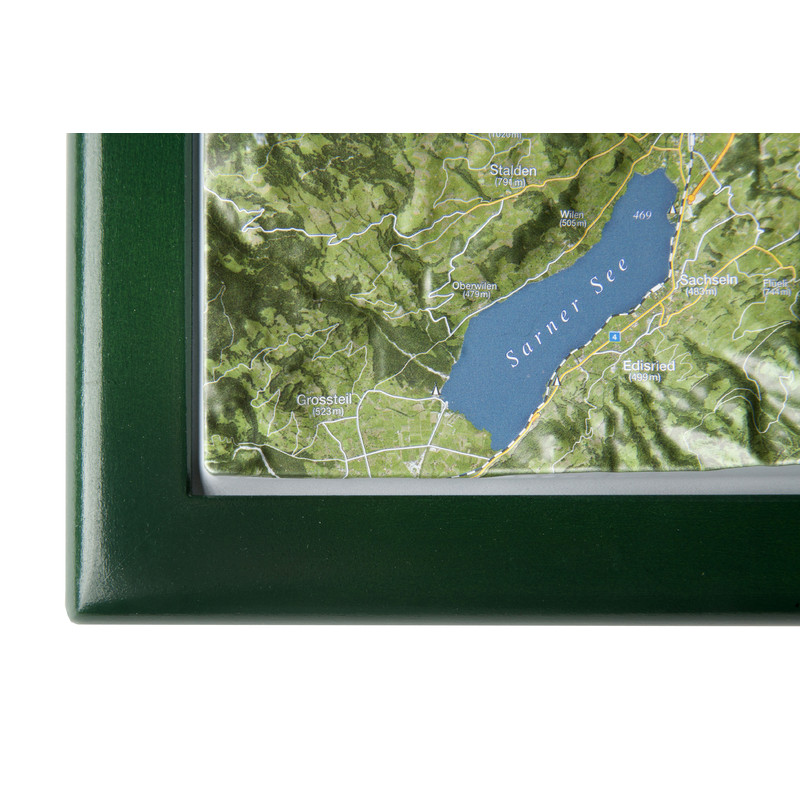 Georelief Mapa regional Map of Lake Lucerne in wooden frame (in German)