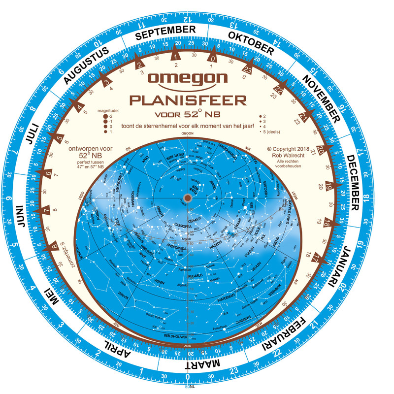 Omegon Carta de estrelas Sternkarte Planisphere 25cm / 52°