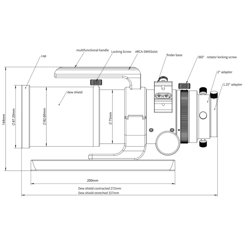 Omegon Refrator apocromático Apochromatischer Refraktor Pro APO AP 61/360 Triplet ED OTA