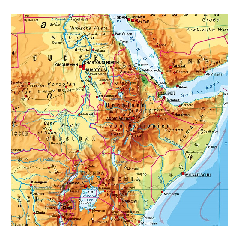 PONS mapa de continente Afrika physisch (157 x 206 cm)