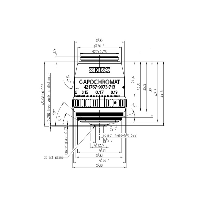 ZEISS objetivo Objektiv C-Apochromat 40x/1,2 W Korr FCS wd=0,28mm