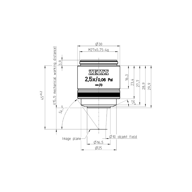 ZEISS objetivo Objektiv EC Epiplan-Neofluar 2,5x/0,06 Pol wd=15,1mm