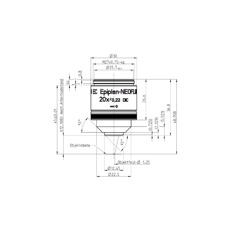 ZEISS objetivo Objektiv LD EC Epiplan-Neofluar 20x/0,22 DIC wd=12,1mm