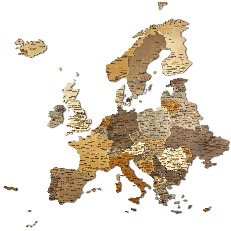 Abraham Wood Decor mapa de continente Europa Puzzle aus Holz (110x108cm)