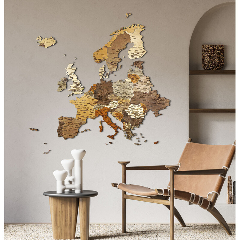 Abraham Wood Decor mapa de continente Europa Puzzle aus Holz (110x108cm)