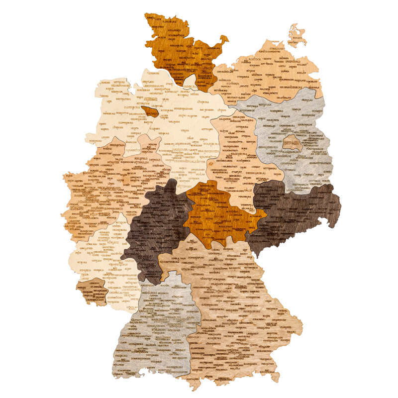 Abraham Wood Decor Mapa Deutschland Puzzle aus Holz (60 x 80 cm)