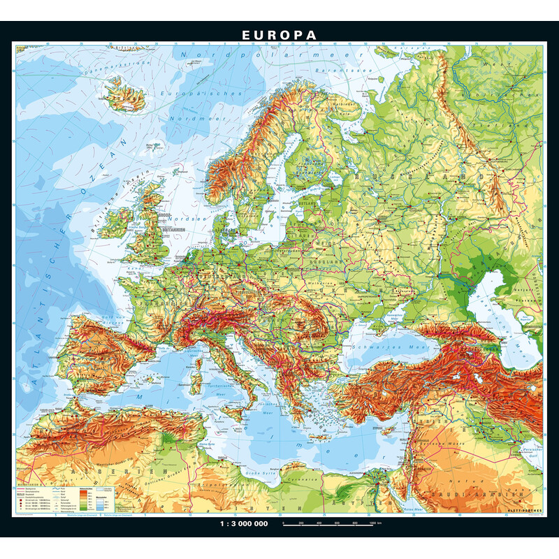 PONS mapa de continente Europa physisch (208 x 189 cm)