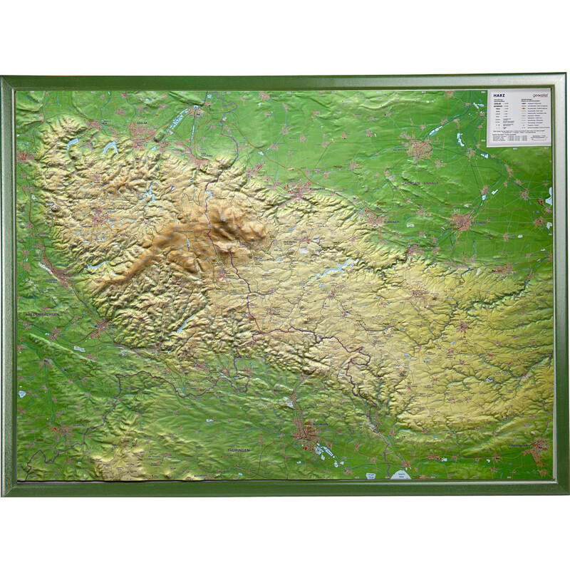 Georelief Mapa regional Harz 3D Reliefkarte (77 x 57 cm)