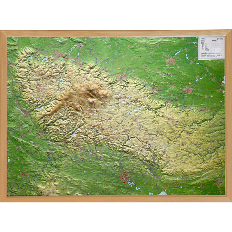 Georelief Mapa regional Harz 3D Reliefkarte (77 x 57 cm)