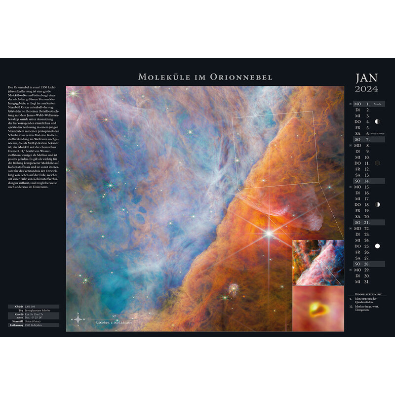 Astronomie-Verlag Calendário Weltraum-Kalender 2024