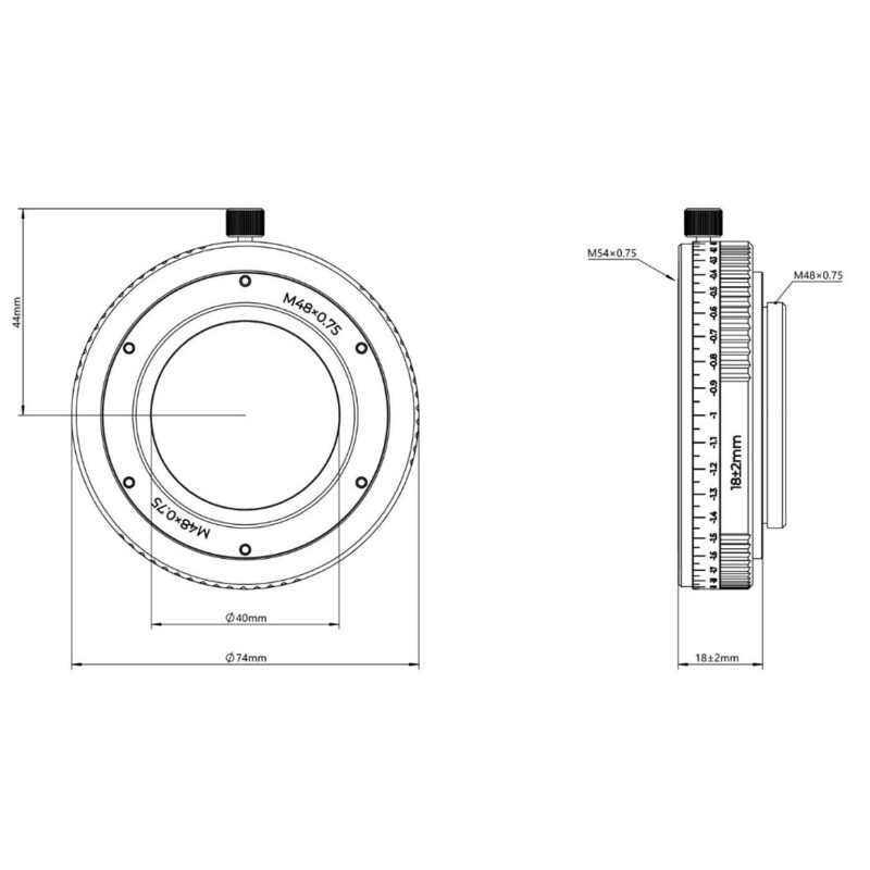 Askar Cilíndro de extensão Verlängerungshülse Adapter M54/M48 16-20mm