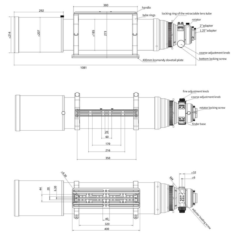 Askar Refrator apocromático Apochromatischer Refraktor AP 185/1295 Triplet OTA