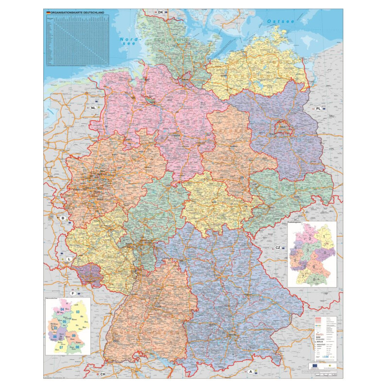 Stiefel Mapa Deutschland Organisationskarte politisch (100 cm x 140 cm)