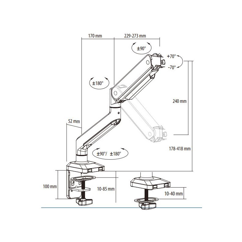 Euromex Braço articulado metálico NexiusZoom stand NZ.9047