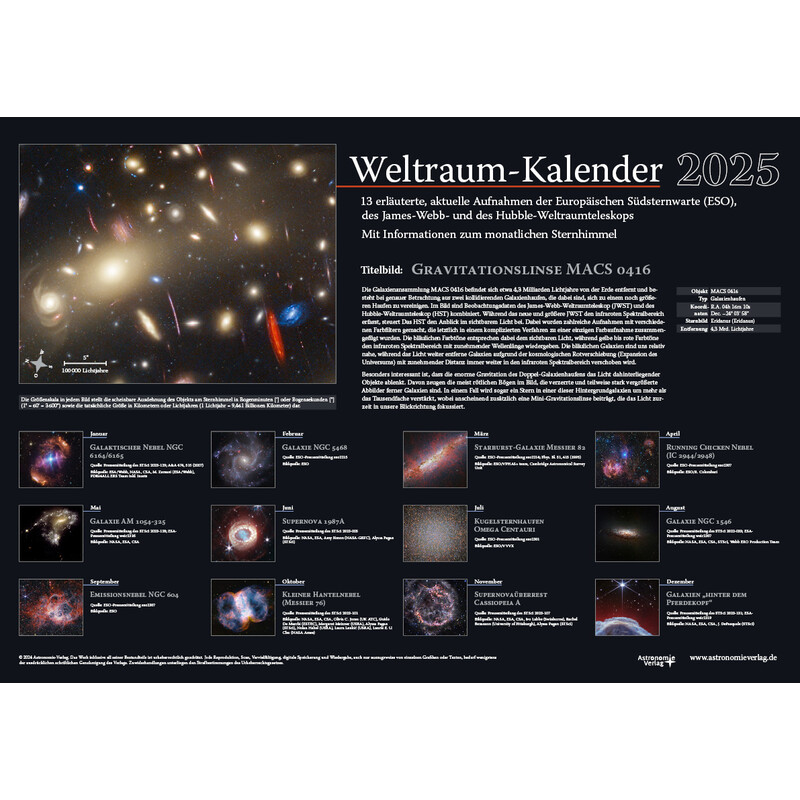 Astronomie-Verlag Calendário Weltraum-Kalender 2025