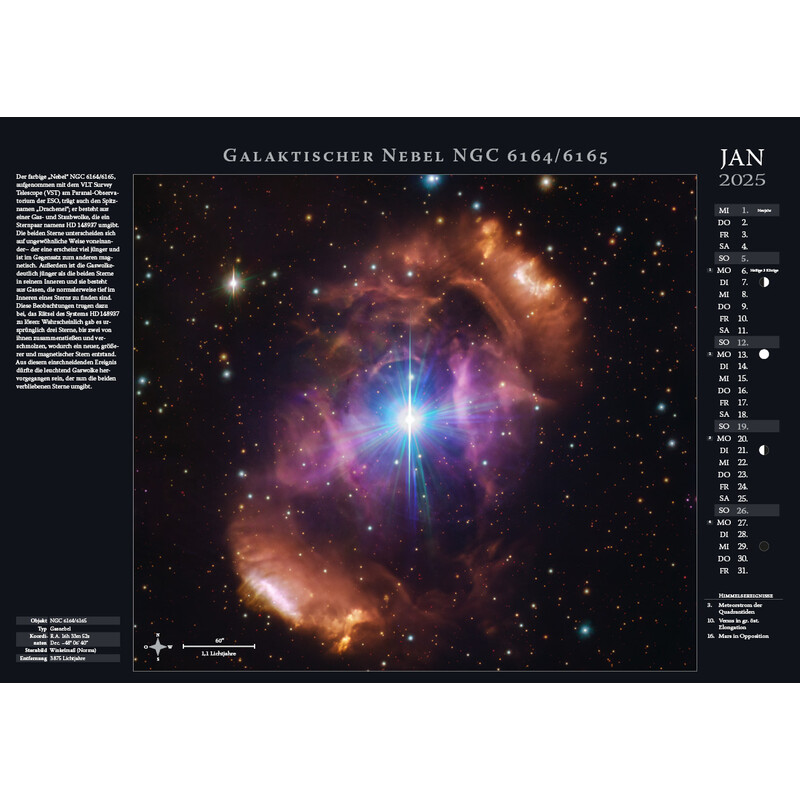 Astronomie-Verlag Calendário Weltraum-Kalender 2025