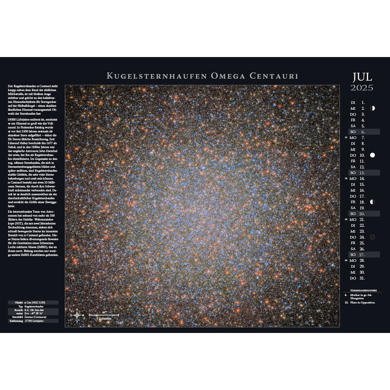 Astronomie-Verlag Calendário Weltraum-Kalender 2025