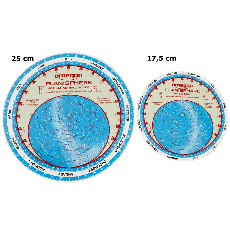 Omegon Carta de estrelas Sternkarte Planisphere 25cm / 52°